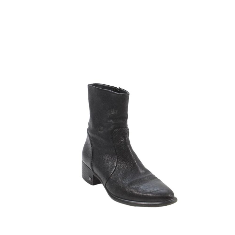 Sam Edelman Womens Leather Zip Ankle Boots Shoes Solid Black Size 8